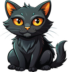 Black Cat with Glowing Eyes, halloween Cat, halloween vector