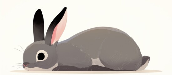Artwork depicting a grey rabbit against a white backdrop
