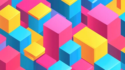 Naklejka premium Isometric flat design featuring a vibrant vector background with colorful parallelepipeds
