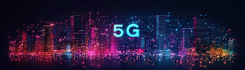 Striking 3D Isometric City Illustration with 5G Focus