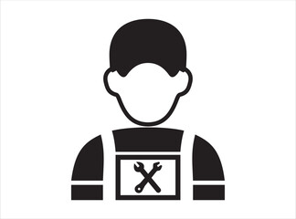 mechanic icon, serviceman isloated white