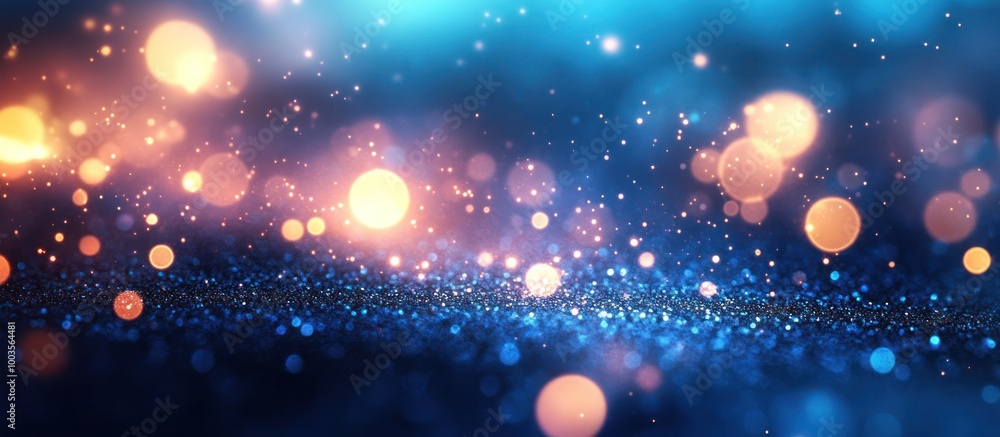 Canvas Prints Abstract blue background with sparkling bokeh lights and glitter.