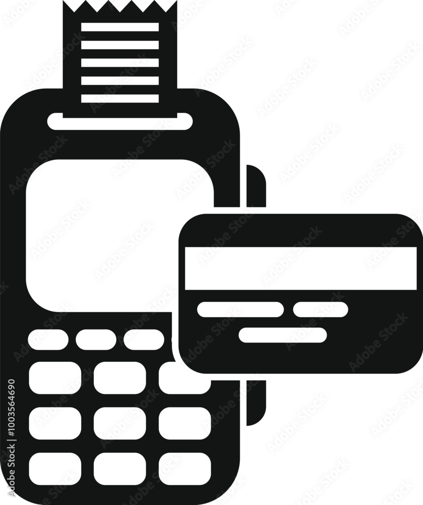 Poster this simple vector icon represents a credit card processing system printing a receipt