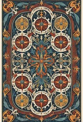 Colorful Retro Decorative Pattern Inspired by Vintage Designs, Featuring Bright Elements and Old-Fashioned Backgrounds for a Fun Retro Aesthetic