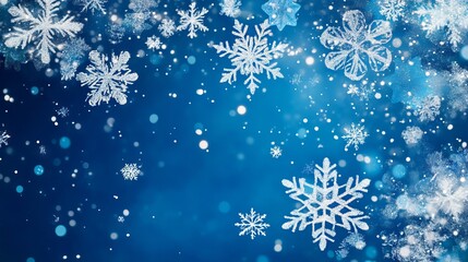 Festive christmas background with delicate snowflakes and winter wonderland theme