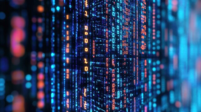 Background of binary code symbols showing programming codes. Generative AI