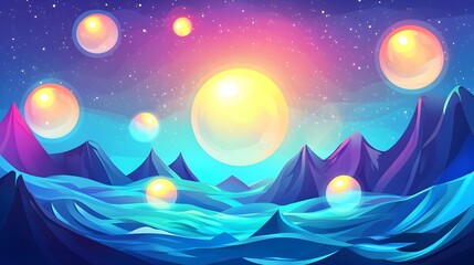 Obraz premium Abstract Blue Landscape with Orbs