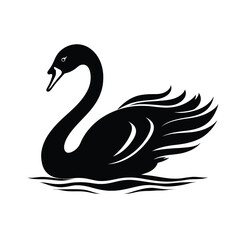 black silhouette of a swan