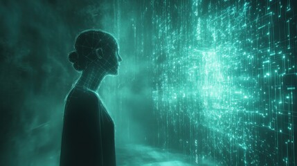 Woman in digital world