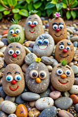 Fototapeta premium Funny people made from pebbles