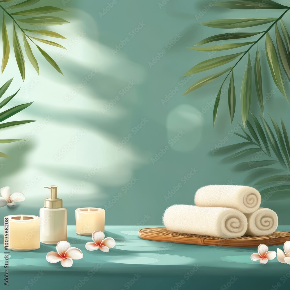Aufkleber spa relaxation scene with open space for text.