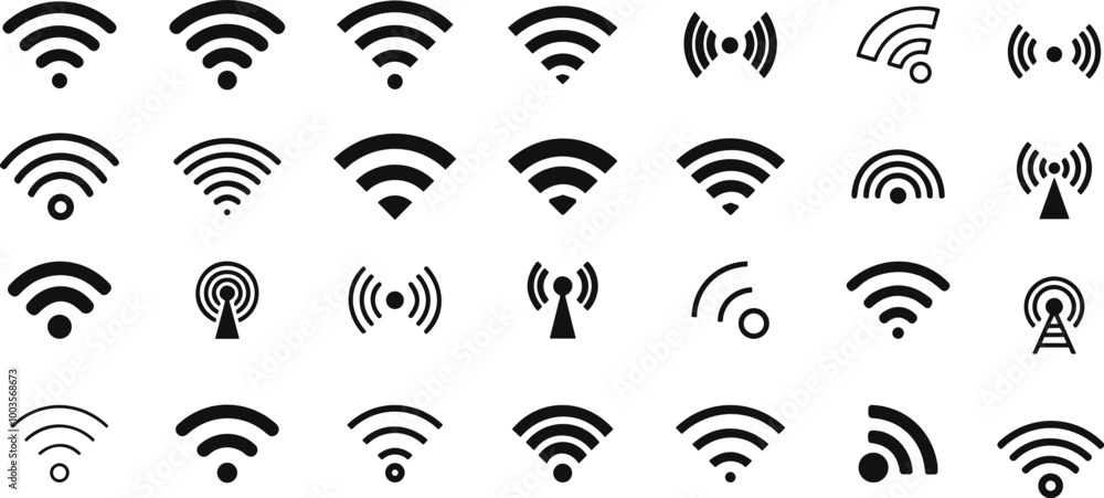 Poster wifi signal collection. wireless internet symbol. set of sign for connect of network. bar of satelli