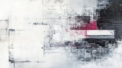 Abstract Painting in Gray and Pink
