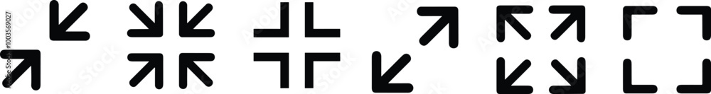 Wall mural maximize and minimize screen buttons icon set. full screen enter and exit sign collection. arrow mar
