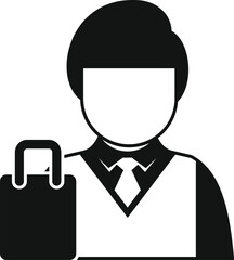 Businessman holding shopping bag icon, simple style