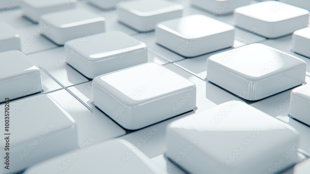 Poster 3d square white technology communication concept background. randomly shifted white cube square boxe
