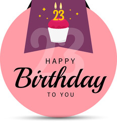 happy birthday card with cake for 23 birthday