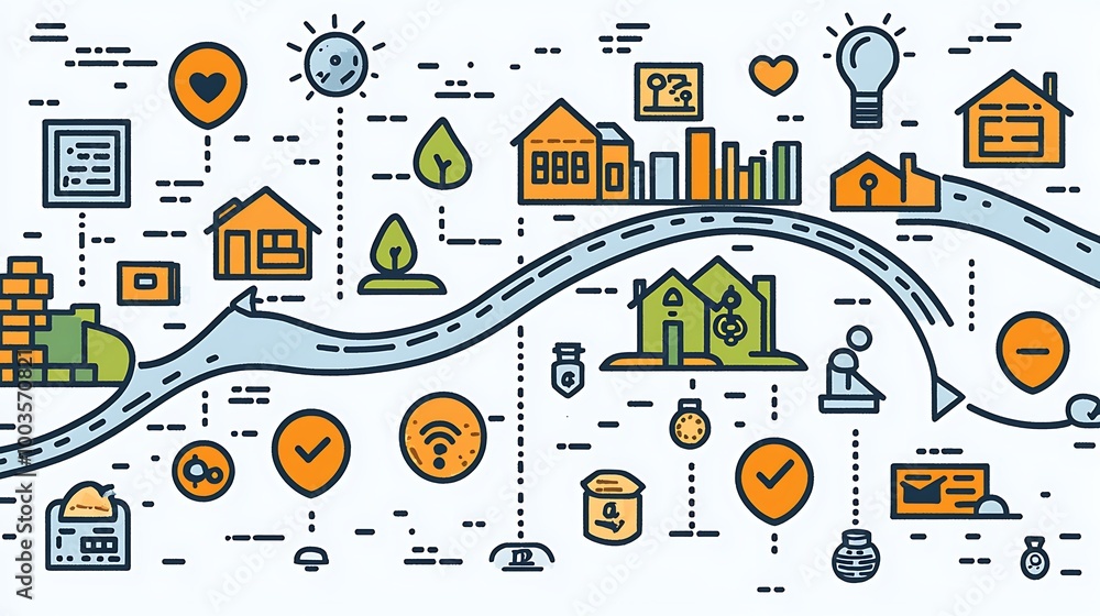Poster a clean business process flow chart lays out strategies and steps in a modern design.
