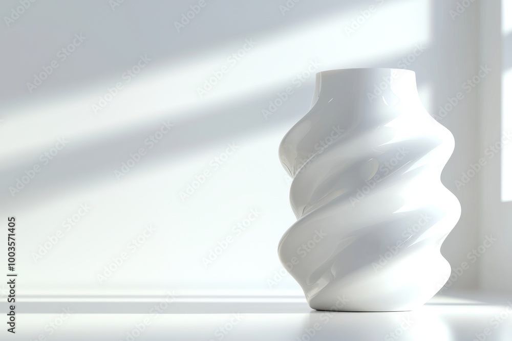 Aufkleber object with geometric shape and copy space. surrealistic and parametric geometric shape on white bac