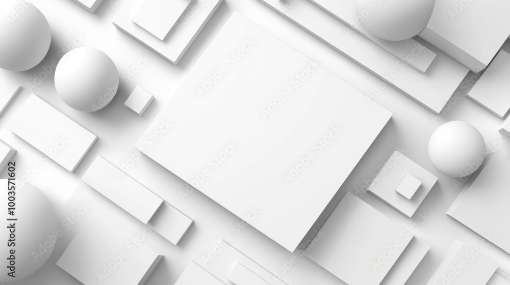 Aufkleber a minimal 3d render of an abstract white geometric background