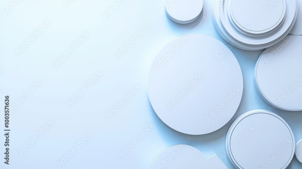 Poster render of white geometric abstract background with minimal 3d elements