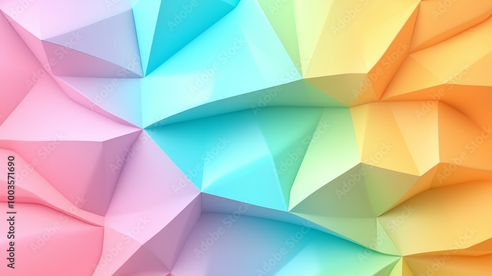 Poster an abstract canvas background composed of geometric shapes in a mosaic of bright colors