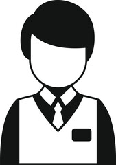 Simple icon of a young businessman wearing a tie and a badge