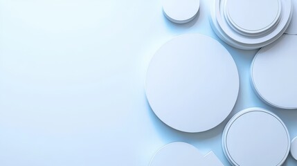 Render of white geometric abstract background with minimal 3D elements