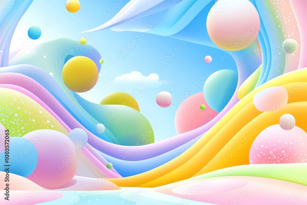 Poster background of pastel colors and a minimalistic blob pattern