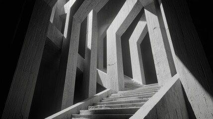 Fototapeta premium The art deco concept features black and white geometric lines patterns as a background wallpaper