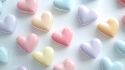 Fototapeta premium Pastel Hearts on Soft Background for Valentine's Day