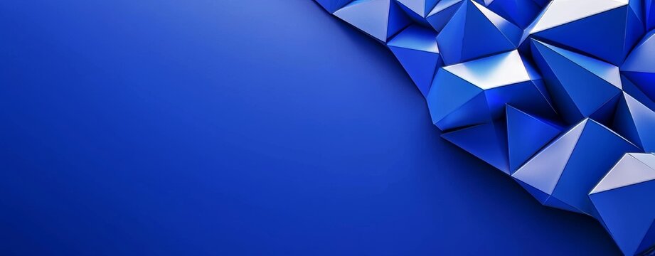 An abstract texture dark blue background banner panorama long with geometric triangle gradient shapes for website, business, print design template metallic paper pattern illustration.