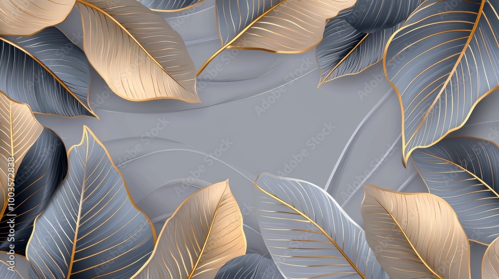 Poster this elegant pattern design is simple and chic in blue and gold with geometric shapes that add sophi