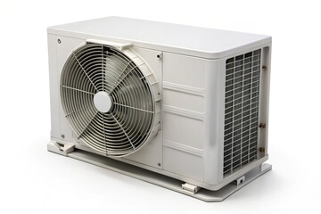 Modern Air Conditioning Unit on White Background Showcasing Innovative Architecture and Technology