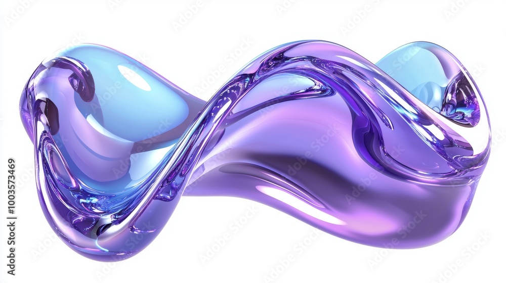 Poster on a transparent background, a 3d gradient abstract iridescent is isolated