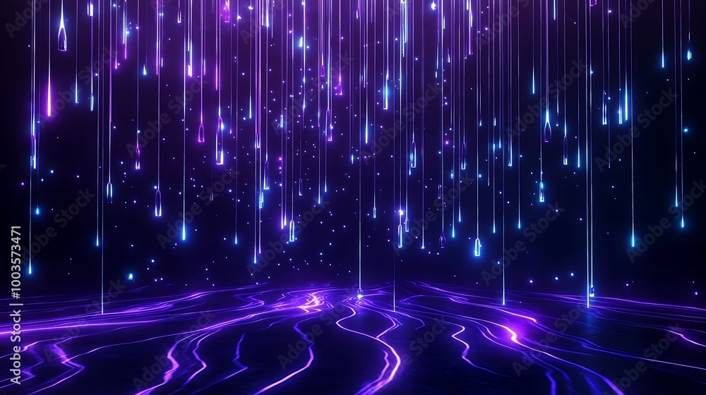 Poster a vibrant display of glowing neon lights creating a mesmerizing abstract scene.