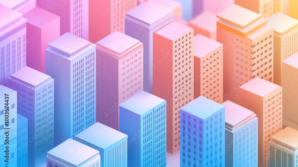 Poster 3d cubes and gradients combine to form a vibrant geometric abstract pattern