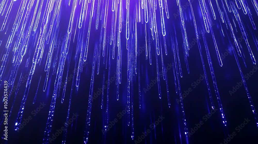 Poster abstract blue light rays creating a vibrant and dynamic visual effect against a dark background.