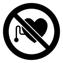 ISO prohibition safety signs symbol and pictogram only_no pacemaker wearers_black and white edition	
