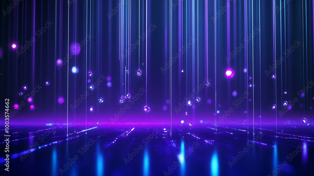 Poster Abstract digital background featuring colorful light beams and particles for creative projects.