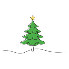 Christmas Tree Stand Seasonal Furniture Furniture isolated continuous line art flat vector illustration on white background.