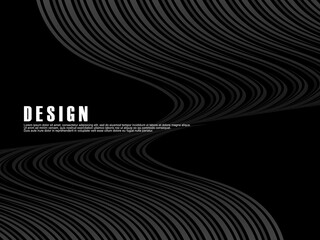 Abstract futuristic dark black background with wave design. Realistic 3d wallpaper with luxurious flowing lines. Perfect background for posters, websites, brochures, banners, applications, etc.