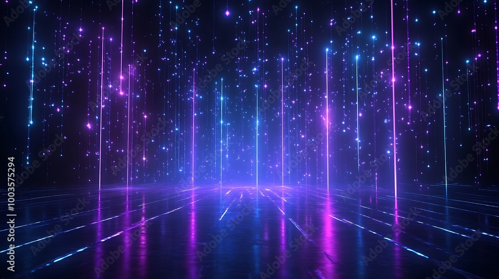 Poster abstract digital background with glowing neon lights and vibrant colors creating a futuristic atmosp