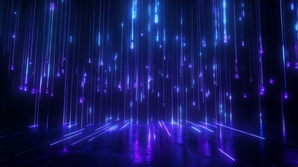 Abstract digital background with vibrant blue and purple light streaks creating a futuristic atmosphere.