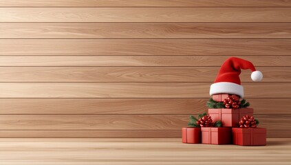 Fototapeta premium Decorations and gift boxes on a Christmas background