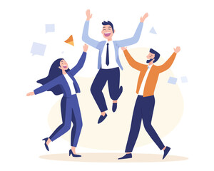 Celebrating Job Promotion Success: Joyful Company Colleagues Throwing Boss into Air at Work Goal Achievement Party - Flat Minimalist SVG Vector