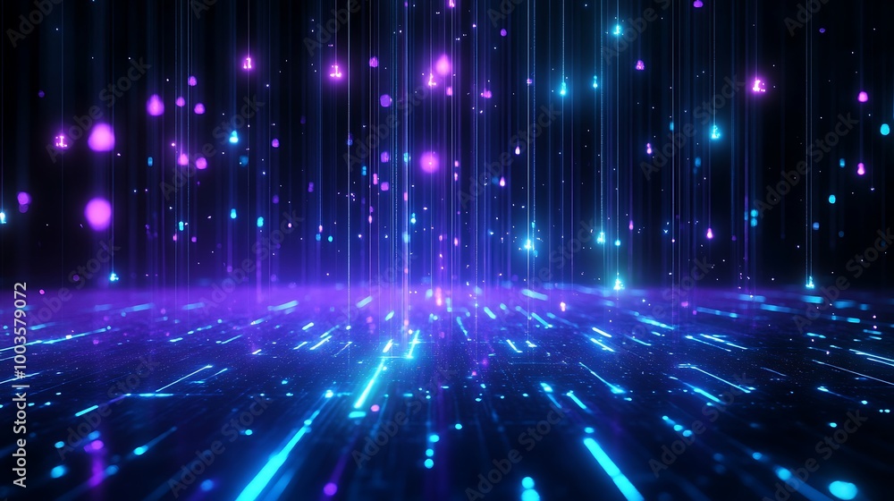 Poster dynamic abstract background with colorful lights and rays, creating a futuristic and vibrant atmosph