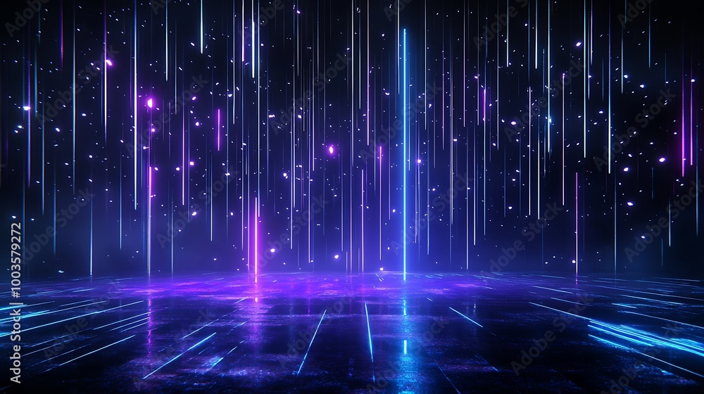 Aufkleber futuristic abstract background with colorful neon light beams and reflections creating a vibrant atm