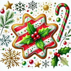 christmas background with holly