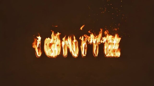 Amazing ignite word fire style video with zoom-out camera movement